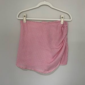 pink & white plaid skort